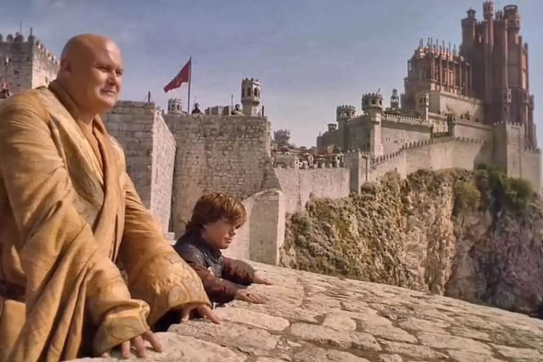 Varys and Tyrion scene backdrop on the Dubrovnik city walls near Bokar